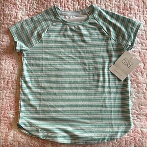Athleta Mint Striped Short Sleeve Tee